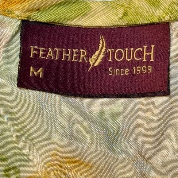 Feather Touch Floral Maxi Dress Womens M Green Sequin Trim Cottagecore Boho - Picture 9 of 12